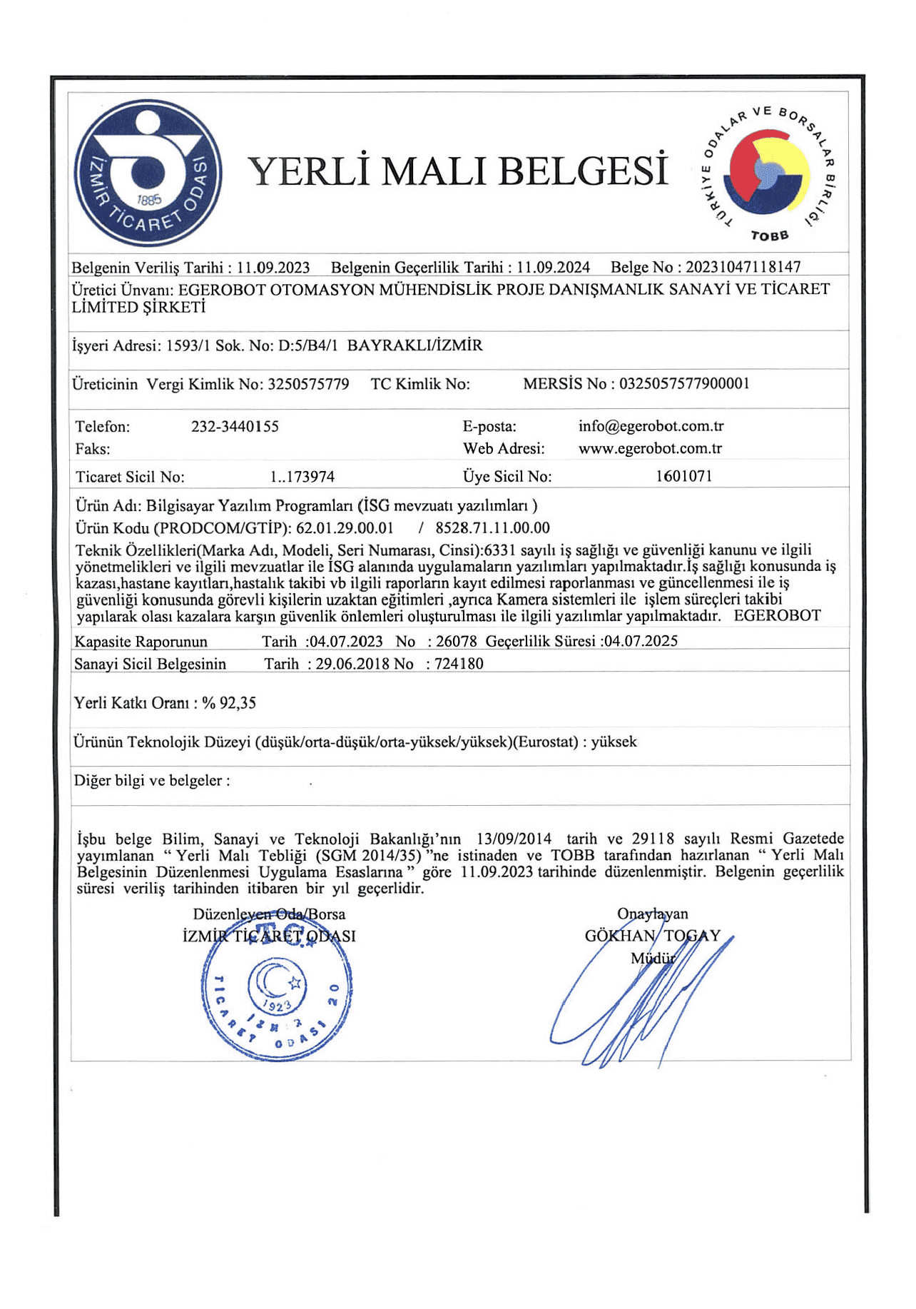 YERLİ MALI-CERT
